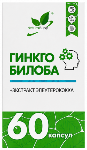 Natural Supp Экстракт гинкго билоба + Экстракт элеутерококка, 60 капсул