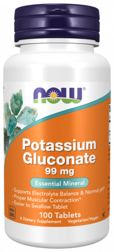 NOW Potassium Gluconate 99 mg, 100 таблеток