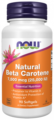 NOW Natural Beta-Carotene, Натуральный Бета-Каротин, 90 капсул