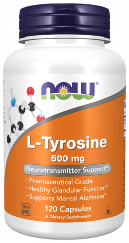 NOW L-Tyrosine 500 mg, L-Тирозин 500 мг, 120 капсул