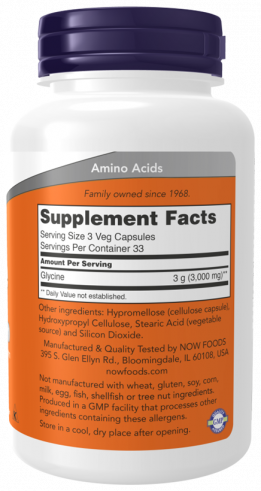 NOW Glycine 1000 mg, 100 капсул
