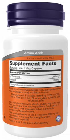 NOW L-Теанин 200 мг, 60 капсул