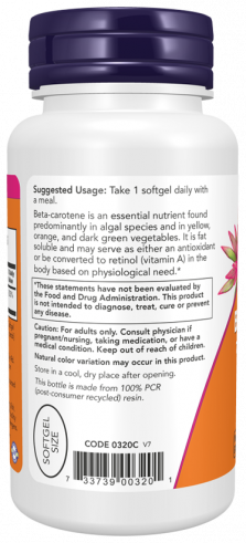 NOW Natural Beta-Carotene, Натуральный Бета-Каротин, 90 капсул