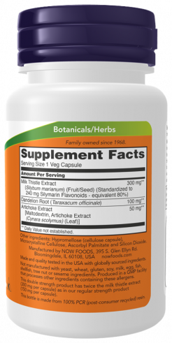 NOW Double Strength Milk Thistle Extract 300 mg, Экстракт Расторопши двойного действия 300 мг, 50 капсул