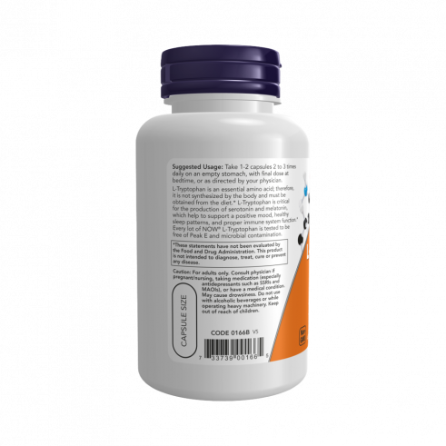 NOW L-Tryptophan 500 mg, L-Триптофан 500 мг, 60 капсул