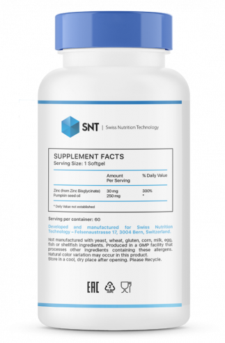 SNT Zinc Chelate, Цинк Хелат, 90 капсул