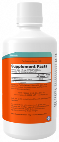 NOW Colloidal Minerals Liquid, Коллоидные минералы, 946 мл