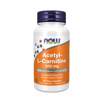 NOW Acetyl L-Carnitine 500 mg, Ацетил L-Карнитин 500 мг, 50 капсул